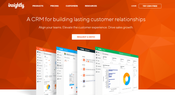 Insightly CRM software homepage