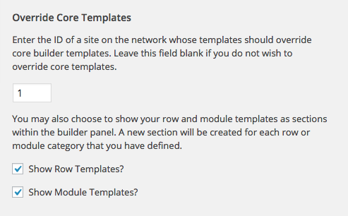 Network Template Settings