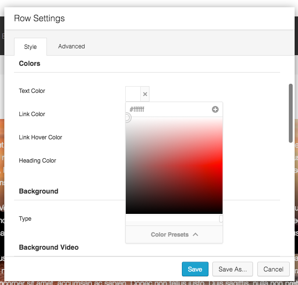 Row Settings Colors