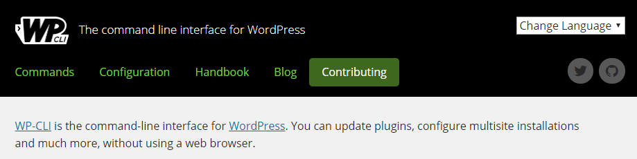 The WP-CLI homepage.