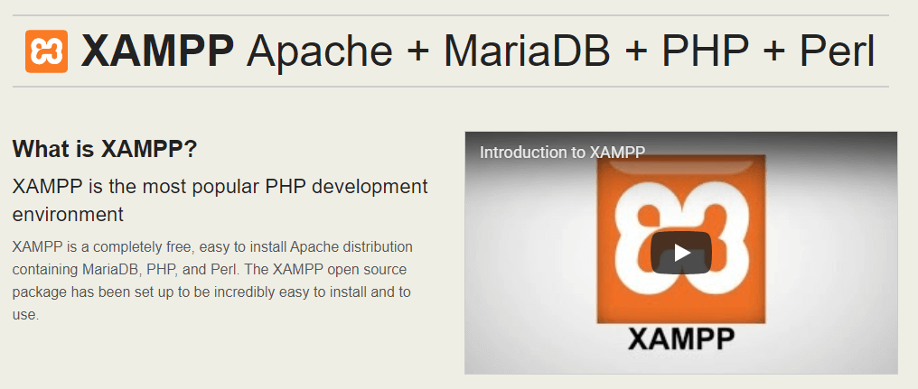 The XAMPP homepage.