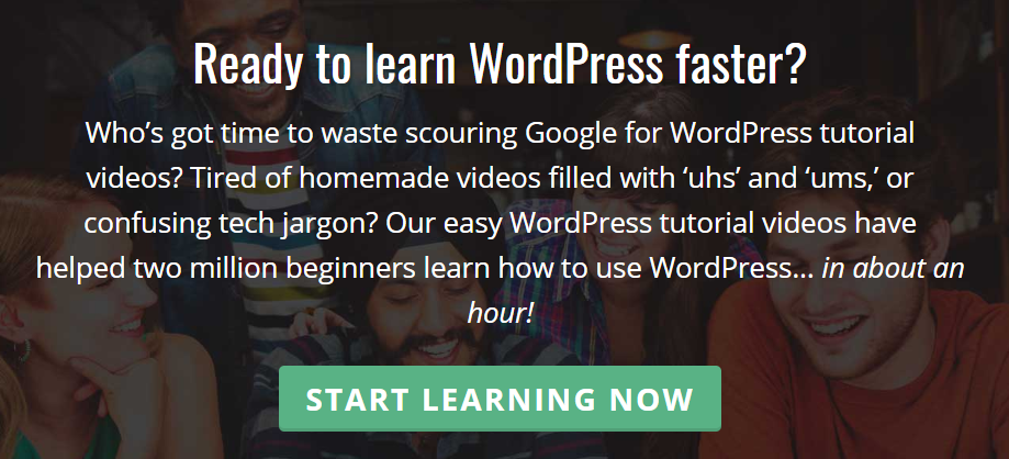 The WordPress 101 homepage.