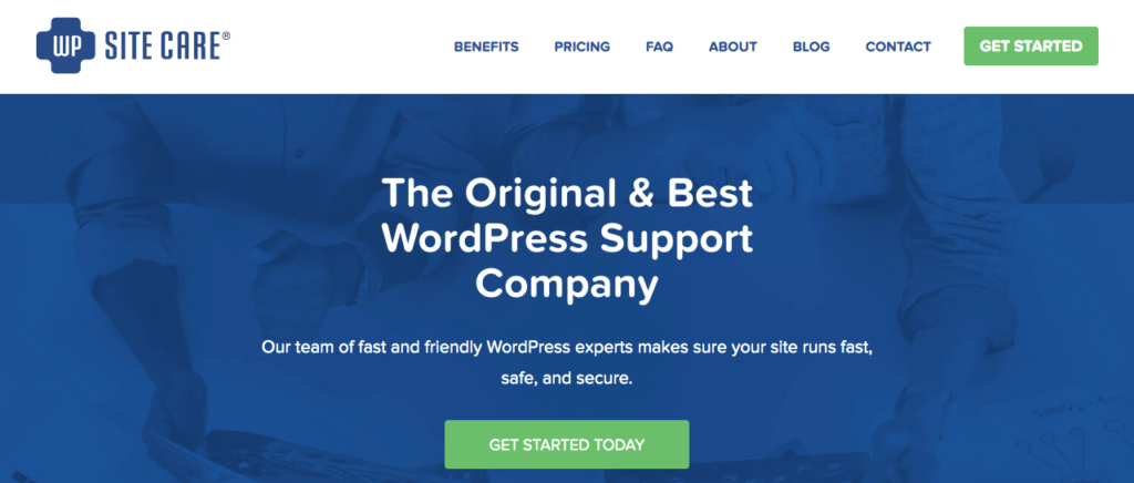 WP SiteCare's homepage.