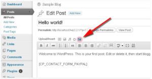 The icon to click to insert a form with the plugin CP Contact Form With PayPal
