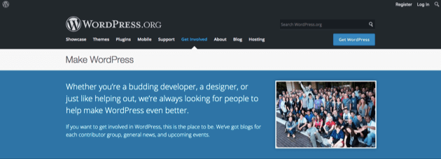 The Make WordPress homepage.