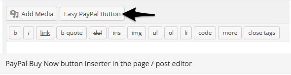 An example of the button inserter by the PayPal Buy Now Button plugin