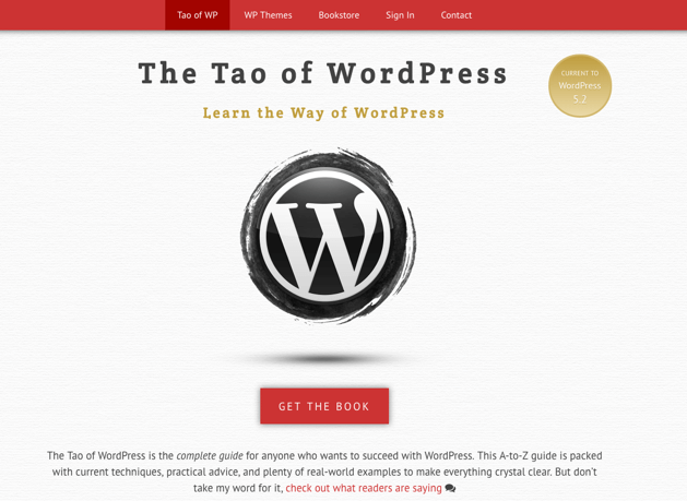 The Tao of WordPress homepage.