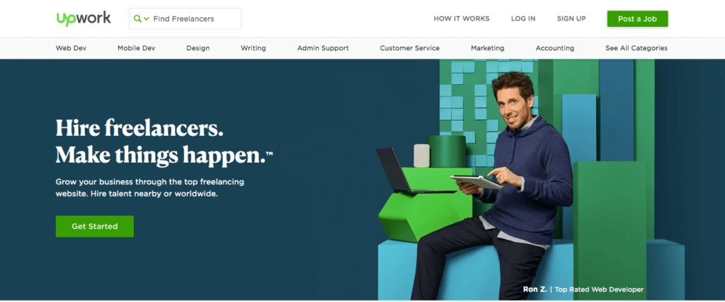 The UpWork.com homepage.