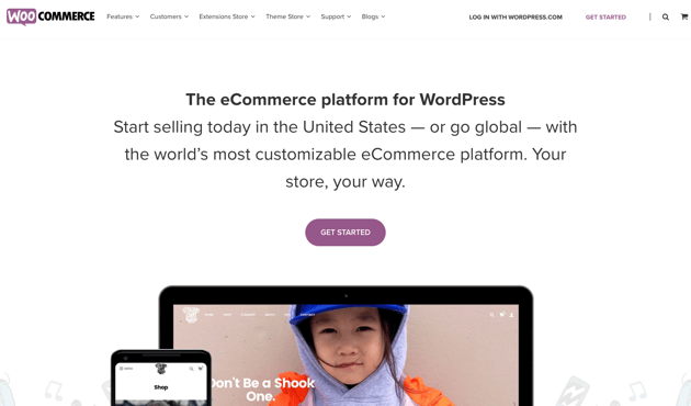 The WooCommerce homepage.
