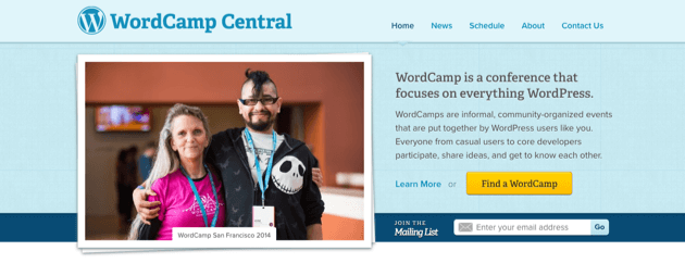 The WordCamp Central homepage.