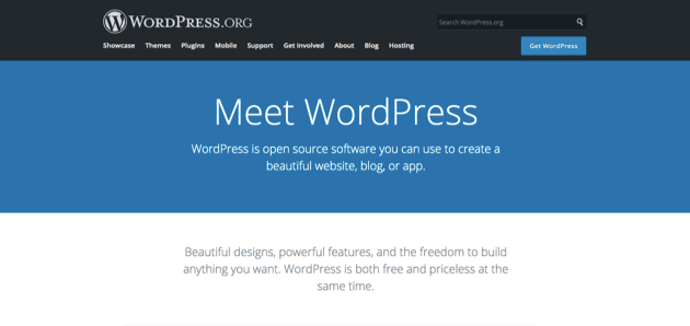 The WordPress.org homepage. 