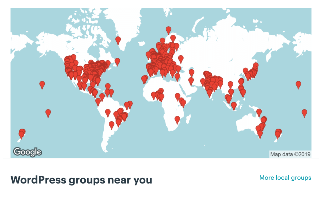 A map of all the local WordPress meetups in the world.
