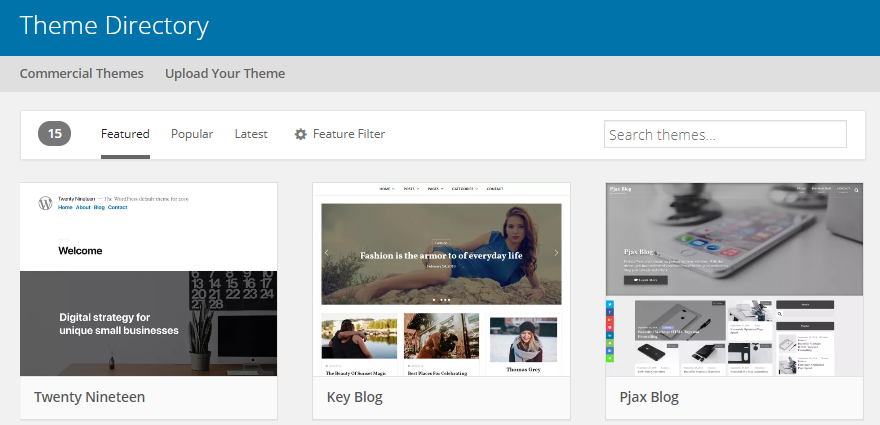 The official WordPress theme directory.