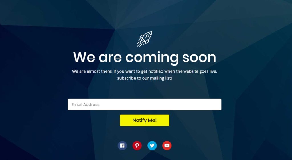 coming soon website landing page examples