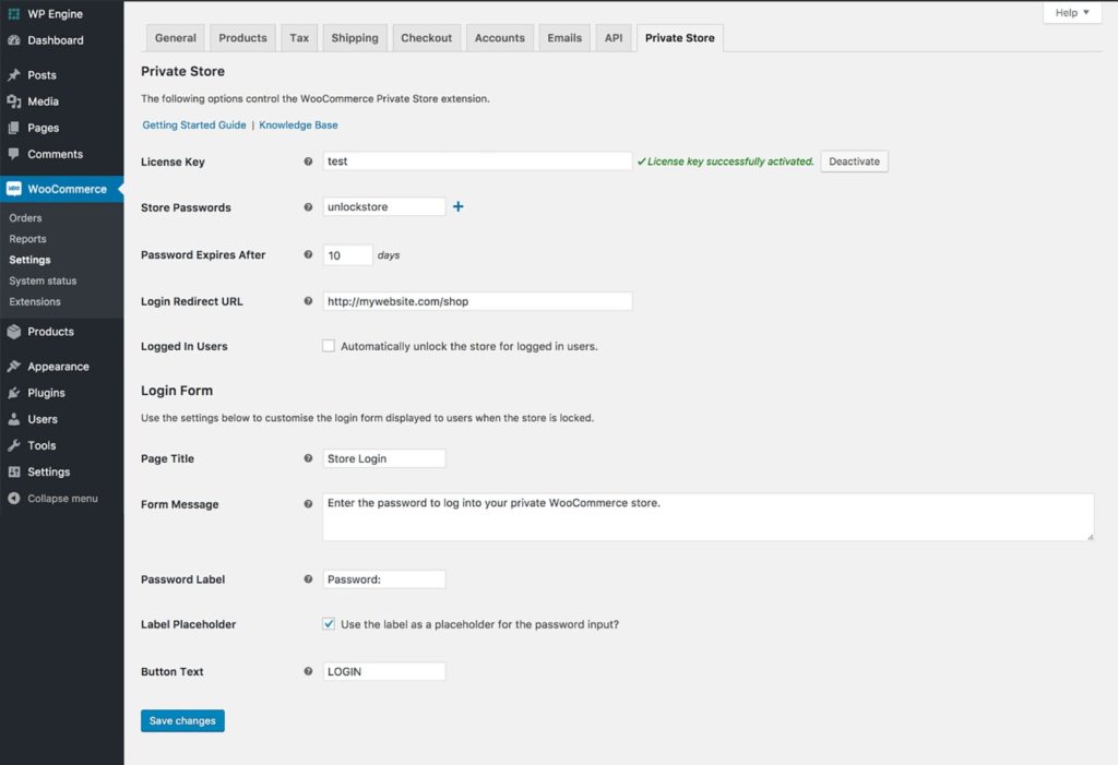 Woo Private Store Plugin Settings