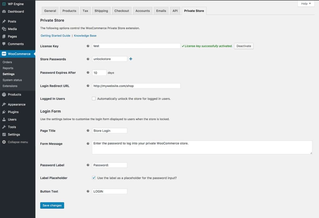 Woo Private Store Plugin Settings
