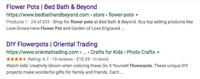 Examples of rich search results created with markup in Google.