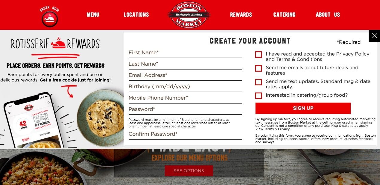 The Boston Market website.