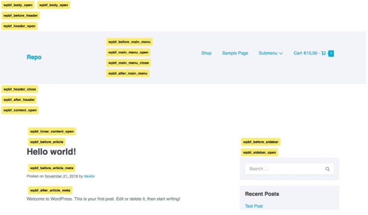 The Visual Hooks guide in the Page Builder Framework theme for WordPress.