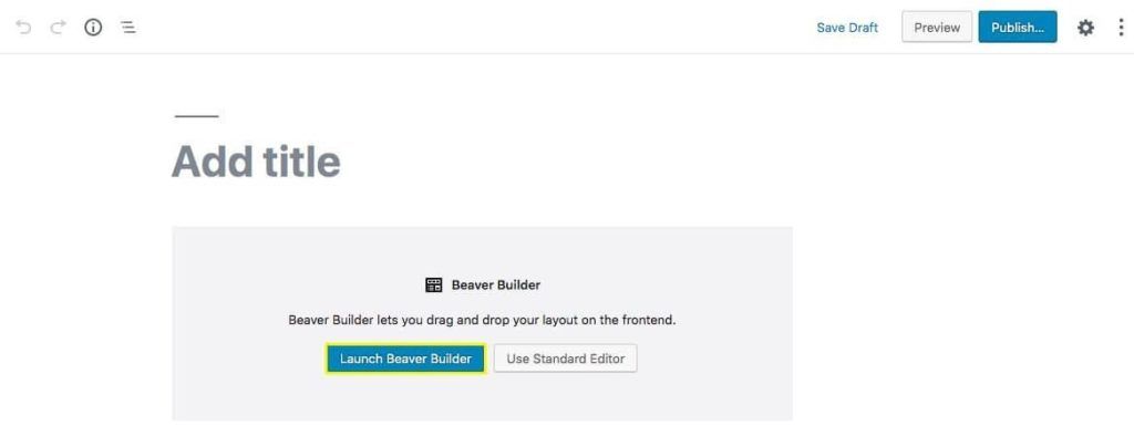 The edit post page with the launch beaver builder button