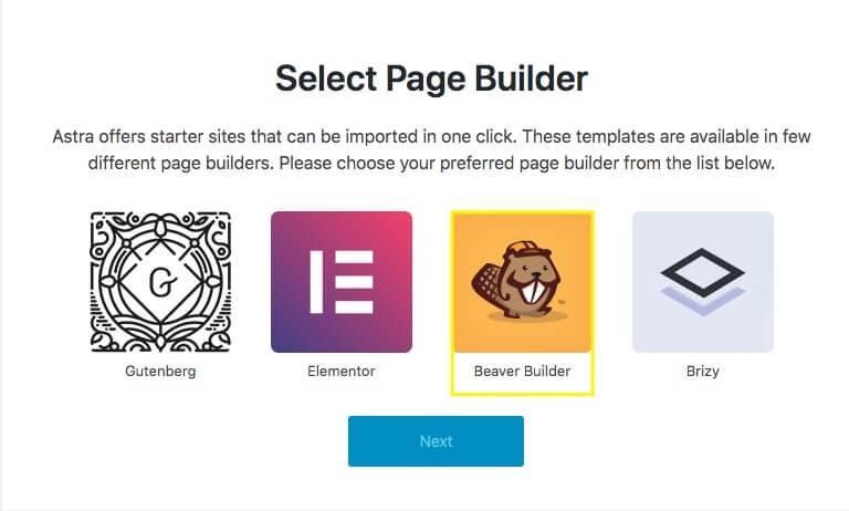 Selecting a page builder