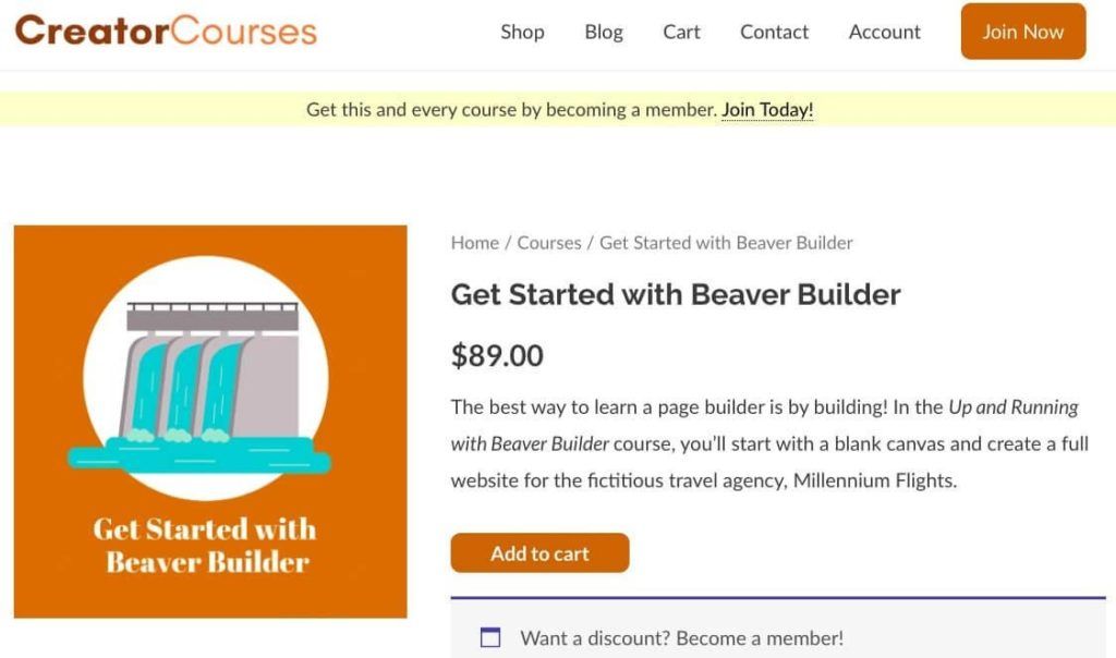 The Get Started with Beaver Builder course from CreatorCourses