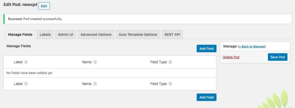 Configuring a custom post type in pods