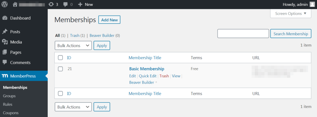 MemberPress in the dashboard.