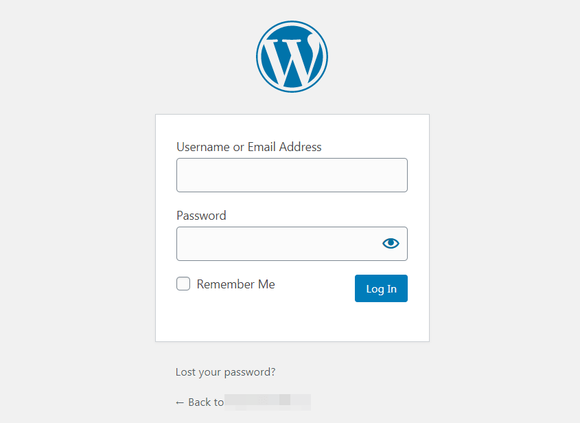 The default WordPress login page.