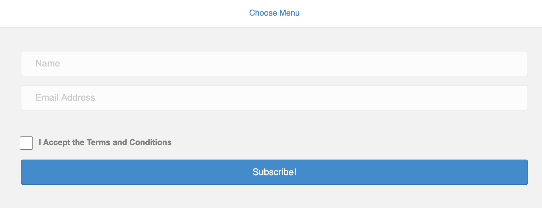 A Subscribe Form created using Beaver Themer and Beaver Builder. 