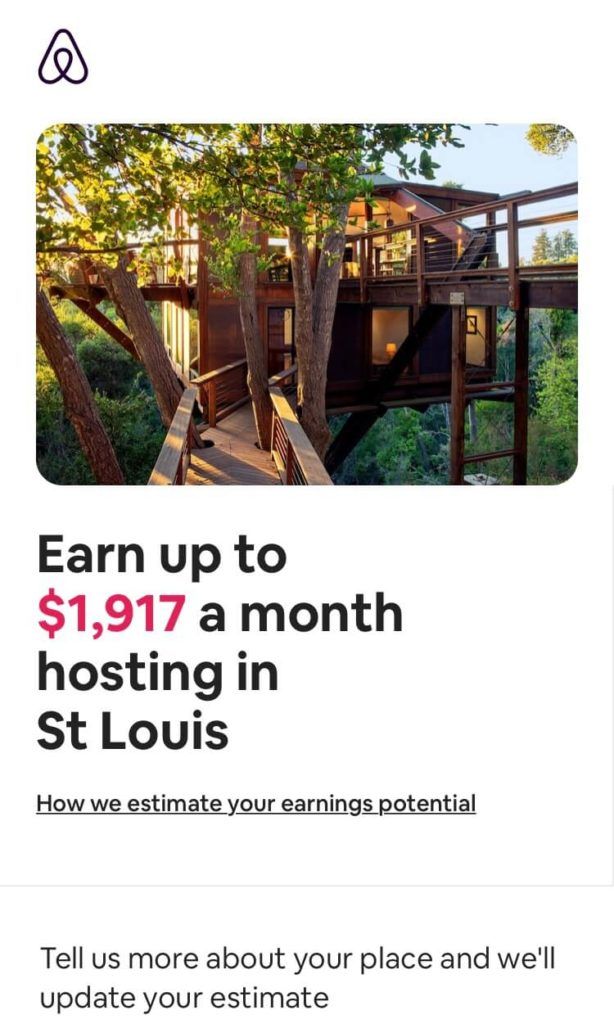 The Airbnb mobile landing page for hosts.