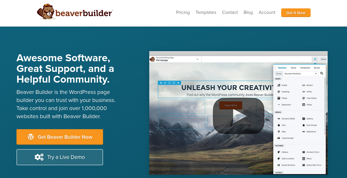 The Beaver Builder website.