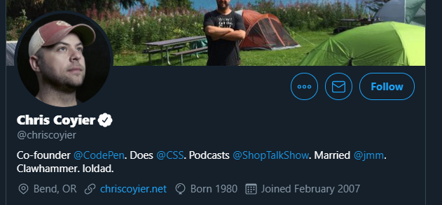 Chris Coyier's Twitter profile