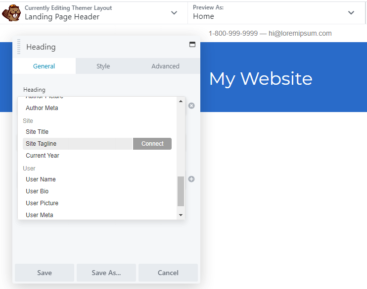 Editing a field connection with Beaver Themer.