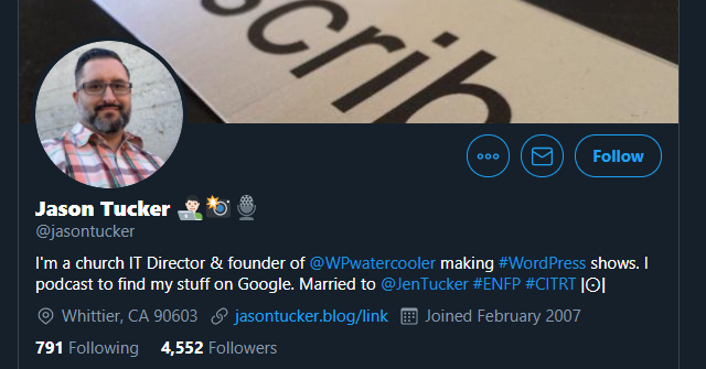 Jason Tucker's Twitter profile