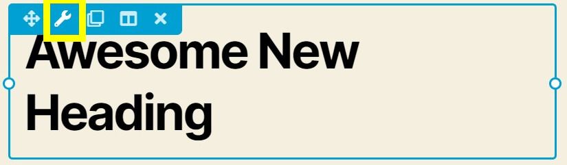 Clicking the wrench to open module settings.