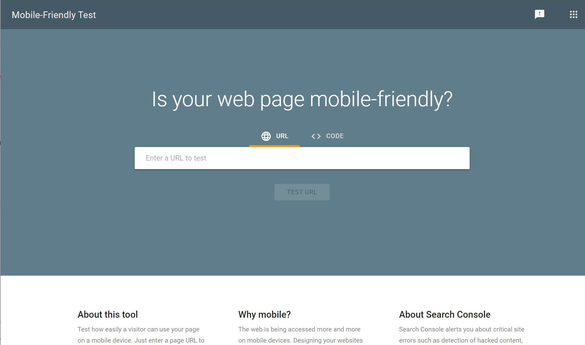 The Google Mobile-Friendly Test tool.