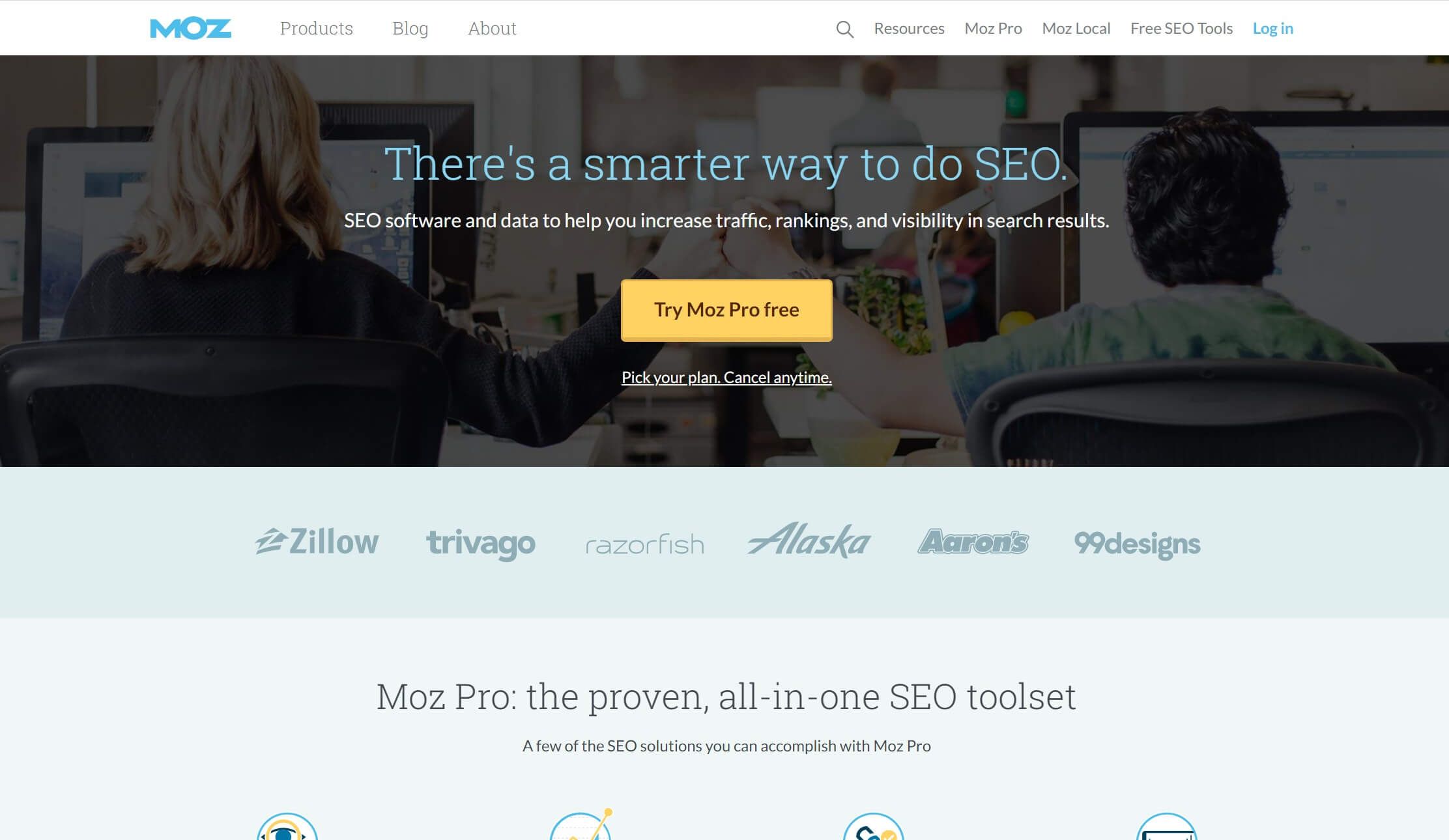 The Moz Pro home page.