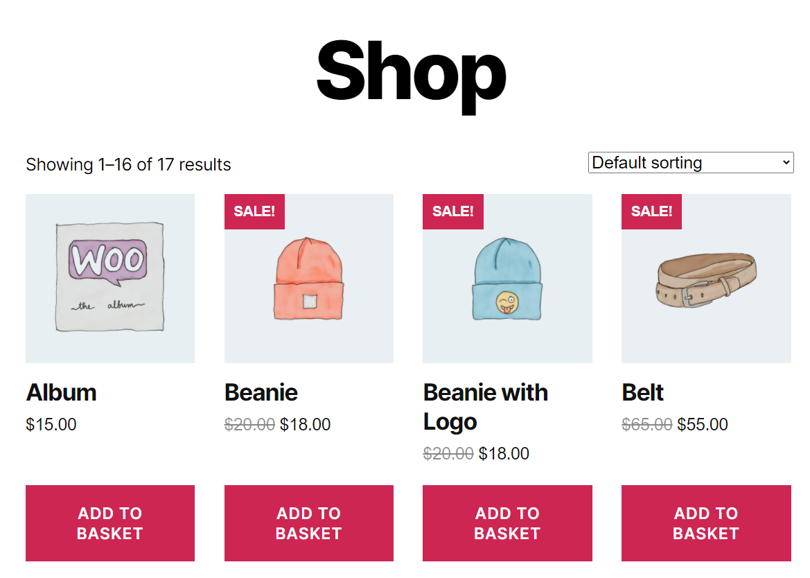 WooCommerce's default shop layout
