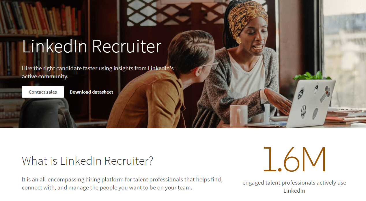 The LinkedIn Recruiter home page.