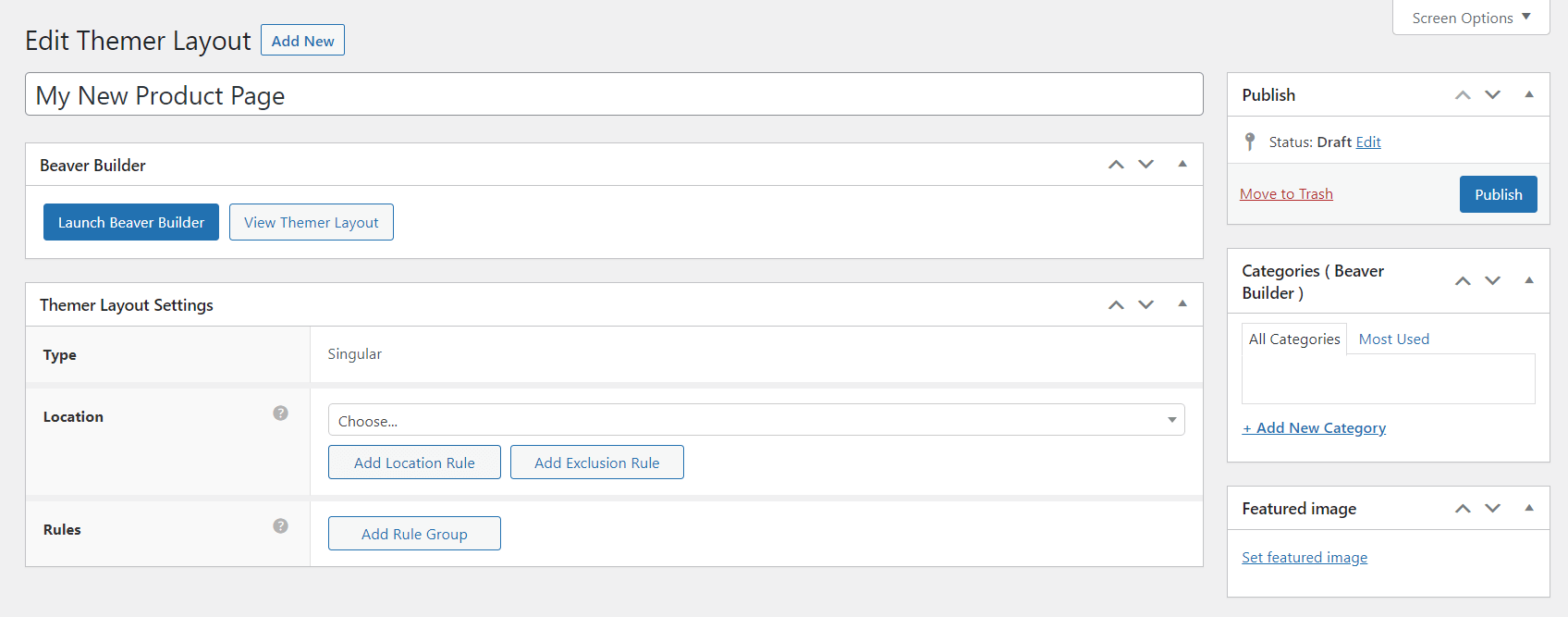 A sample editor for a Themer Layout.