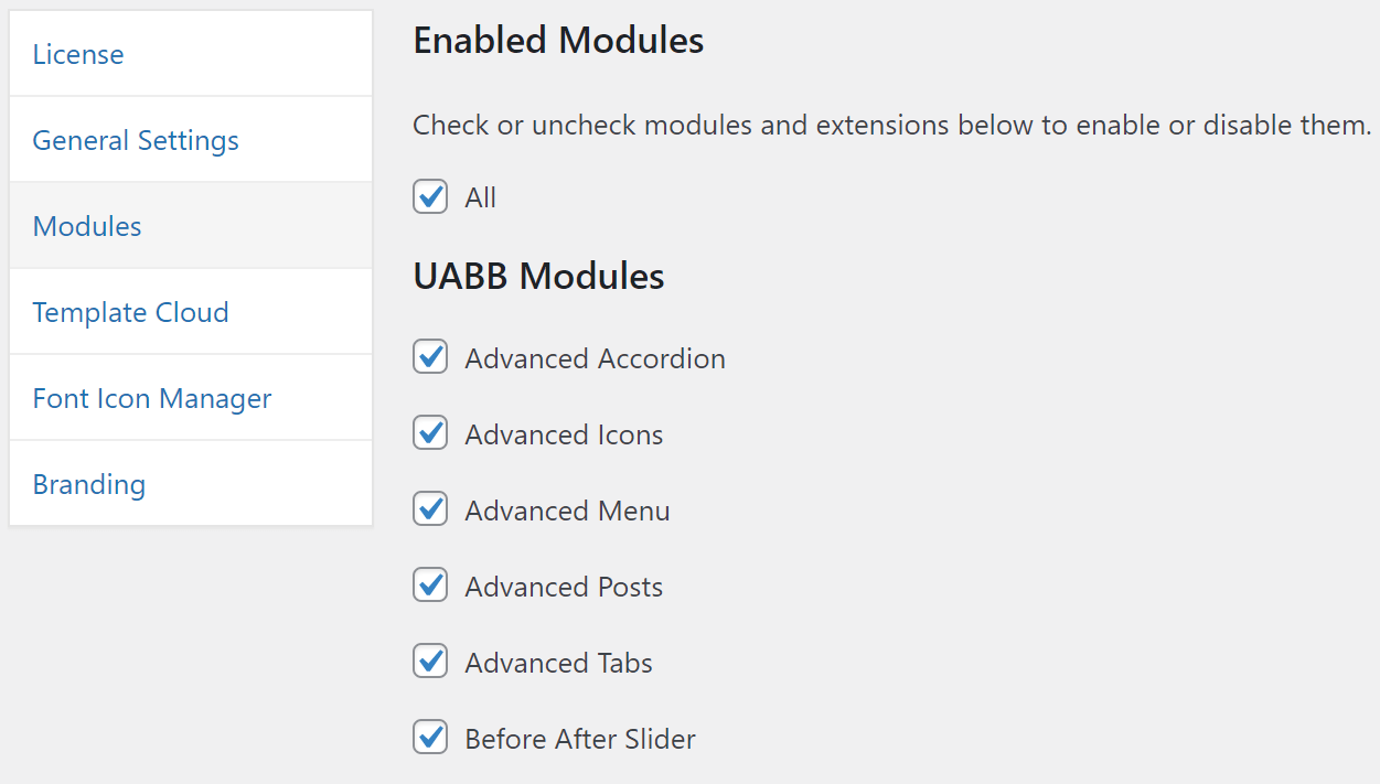 A list of the modules that users can disable to speed up their site.