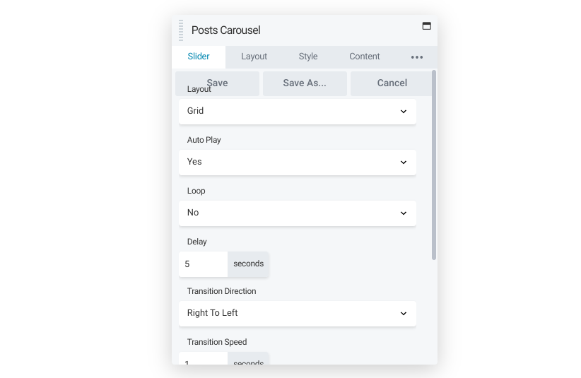 The Beaver Builder posts carousel module.