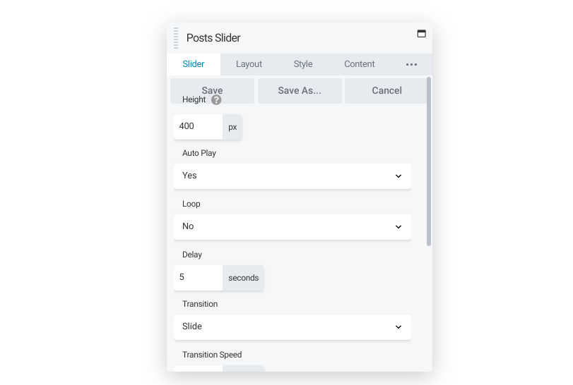 The Beaver Builder posts slider module.