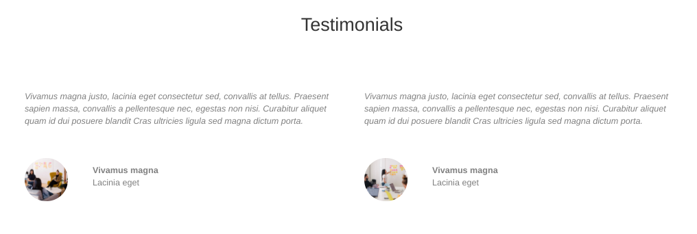 An example of testimonials on a demo site.