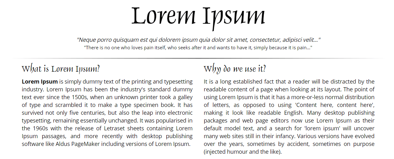 The Lorem Ipsum site, a powerful resource for test content.