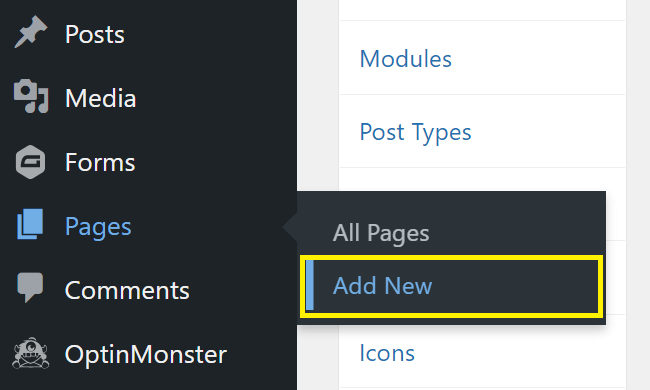 How to add a new page in WordPress