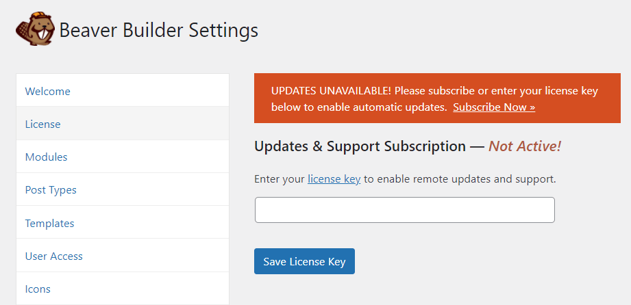How to access the Beaver Builder settings page
