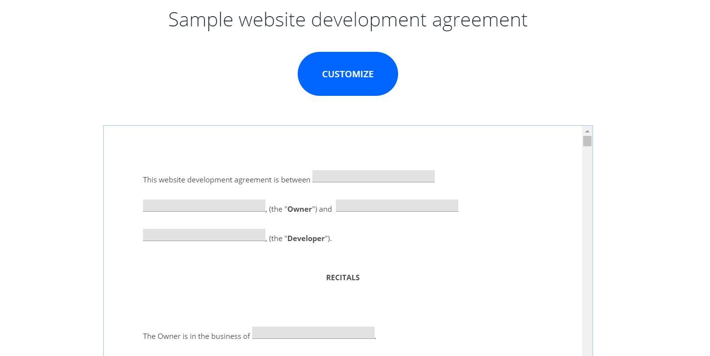 An example of a we development contract
