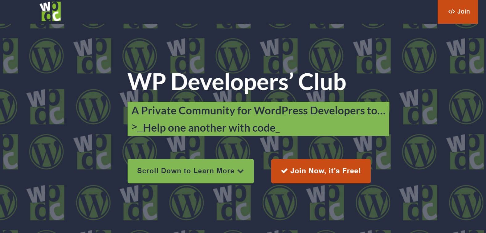The WP Developers' Club website homepage